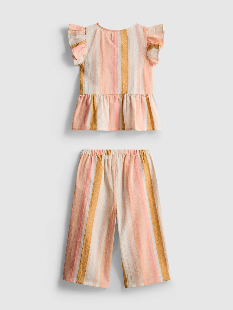 0-36mths | Stripe Ruffle Top and Pants Set