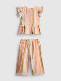 0-36mths | Stripe Ruffle Top and Pants Set
