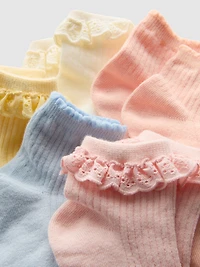 5pk Ribbed Ruffle Quarter Socks