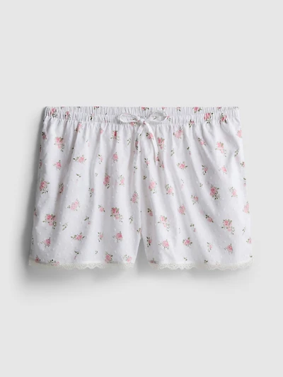 Dobby Cotton Floral Pajama Shorts