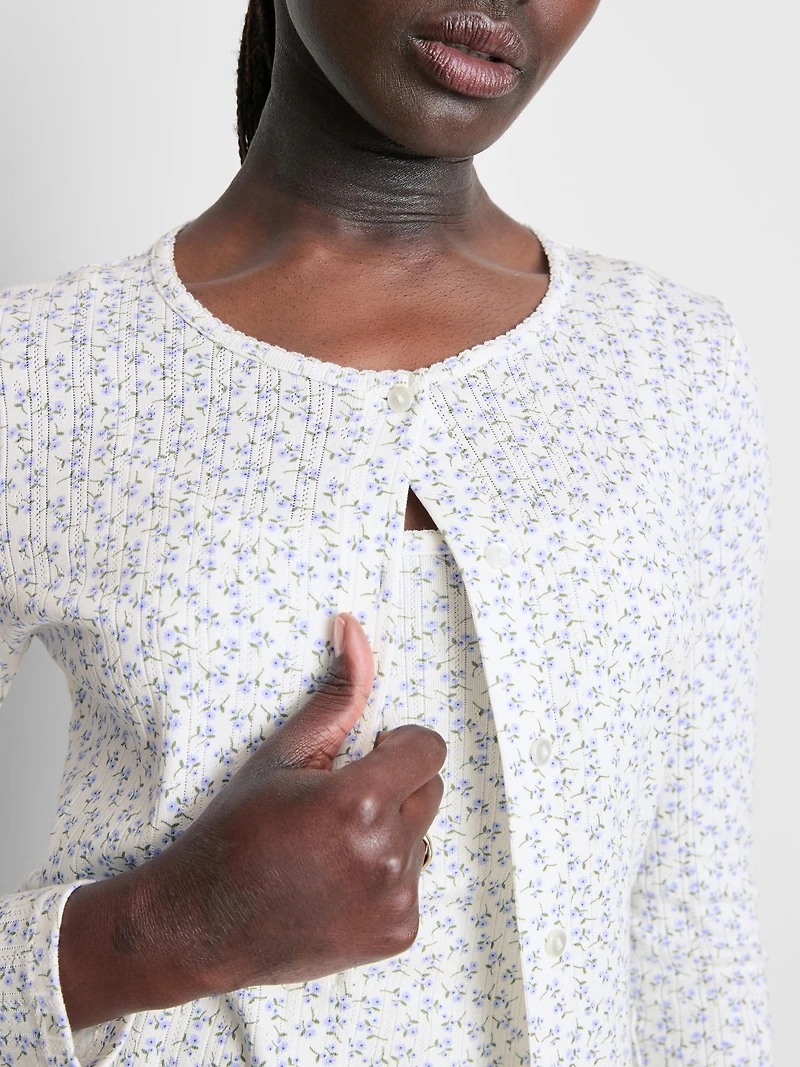 Pointelle Cardigan and Cami Set