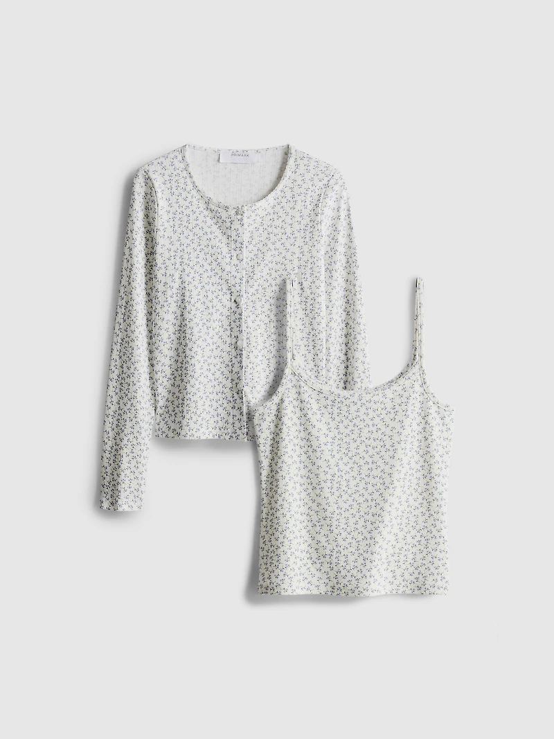 Pointelle Cardigan and Cami Set