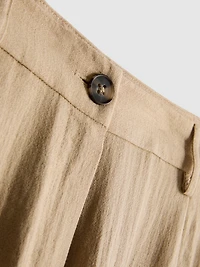 Textured Slouchy Mid-Rise Pants