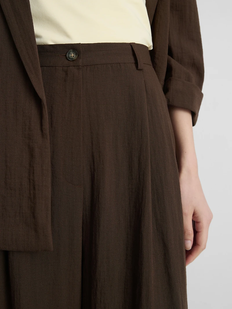 Textured Slouchy Mid-Rise Pants