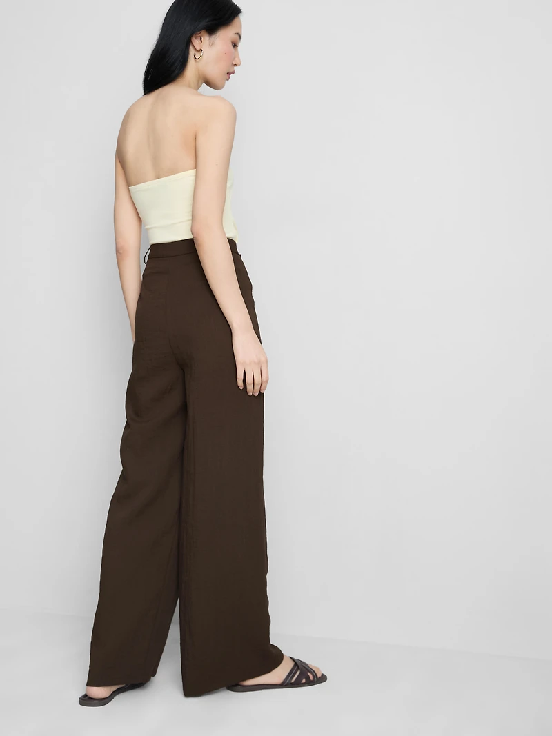 Textured Slouchy Mid-Rise Pants