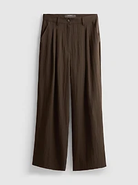 Textured Slouchy Mid-Rise Pants