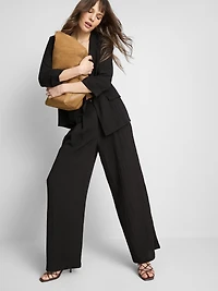 Textured Slouchy Mid-Rise Pants