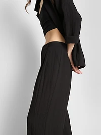 Textured Slouchy Mid-Rise Pants