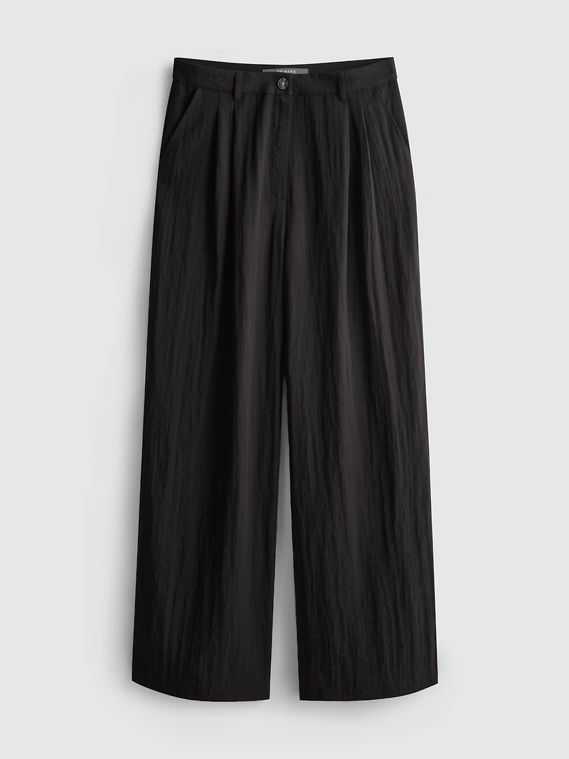 Textured Slouchy Mid-Rise Pants