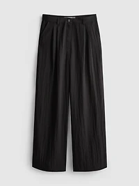 Textured Slouchy Mid-Rise Pants