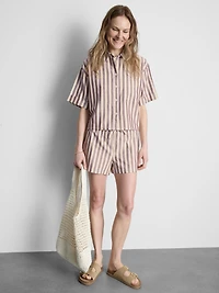 Stripe High-Waisted Oxford Shorts