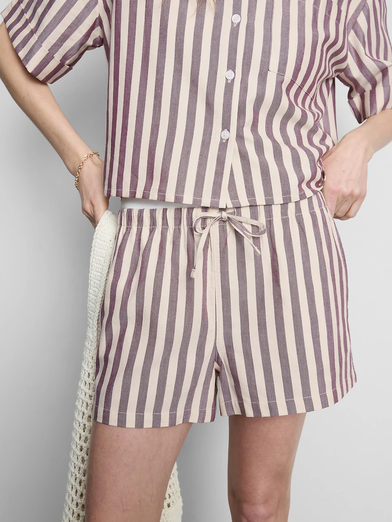 Stripe High-Waisted Oxford Shorts