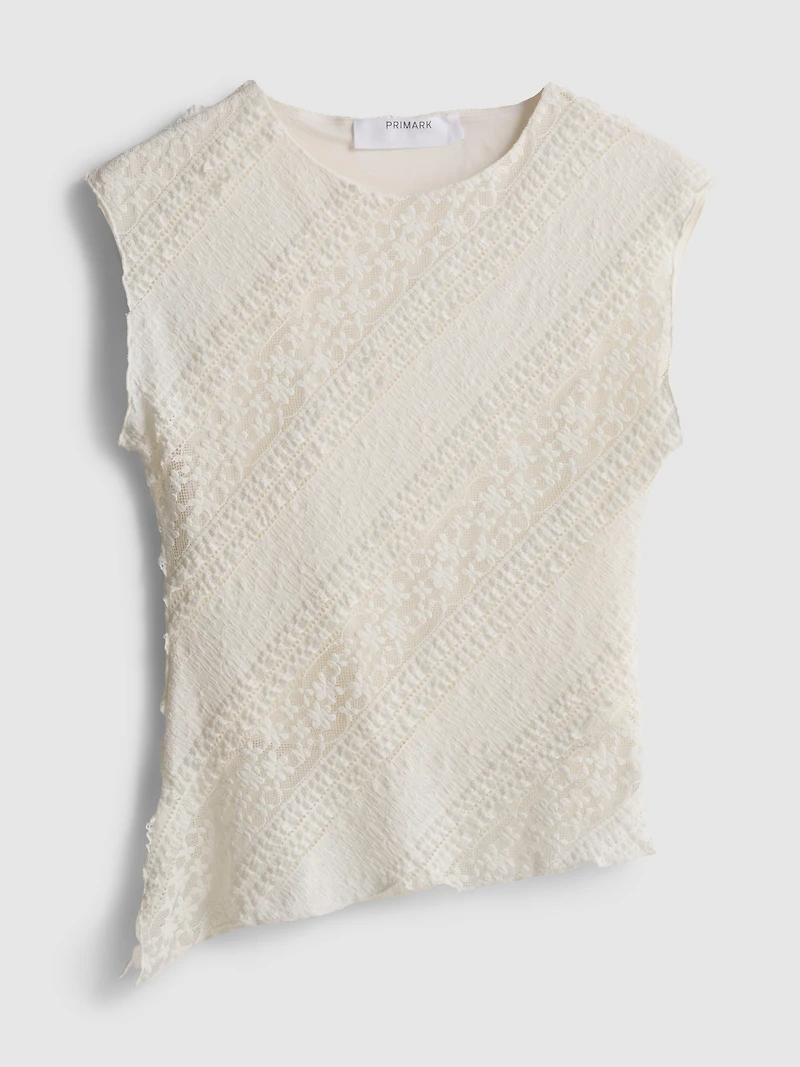 Asymmetrical Lace Tank Top