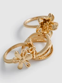 3pk Floral Chunky Rings