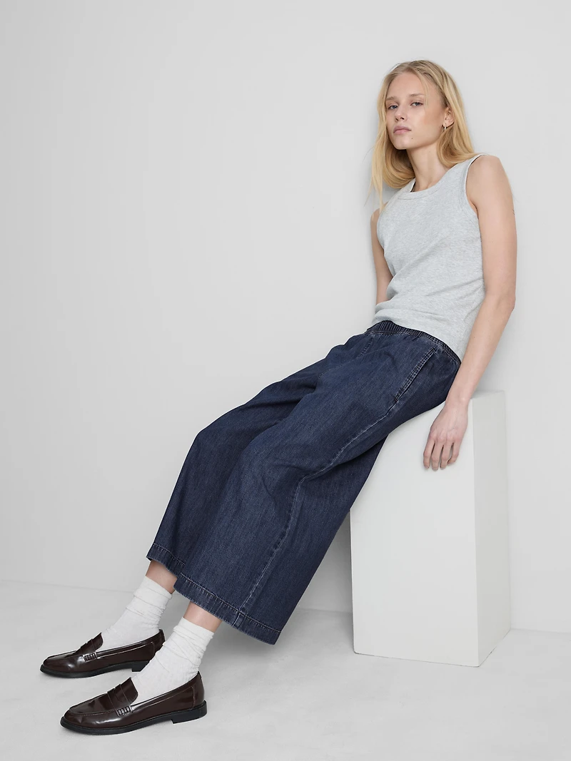 Wide-Leg Culotte Jeans