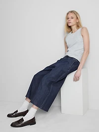 Wide-Leg Culotte Jeans