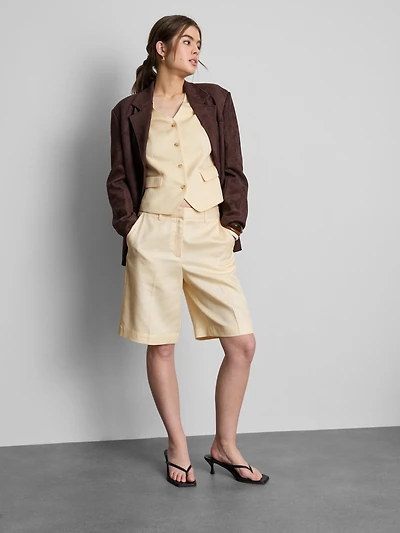 Cotton-Blend Tailored Bermuda Shorts