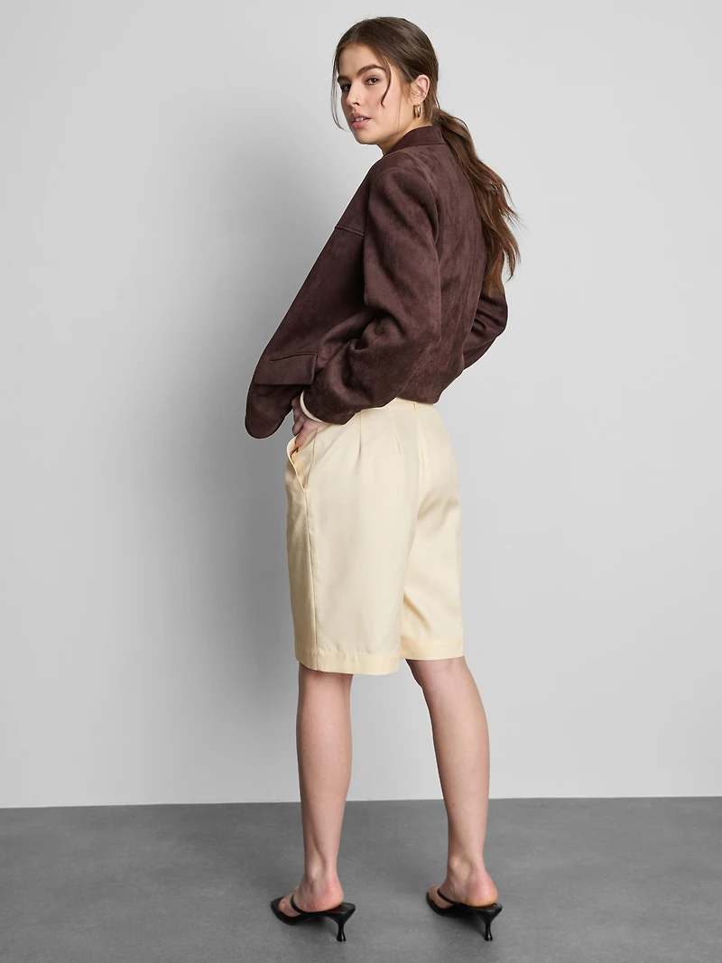 Cotton-Blend Tailored Bermuda Shorts