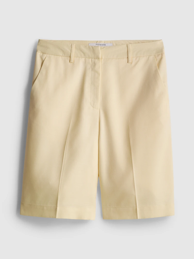 Cotton-Blend Tailored Bermuda Shorts
