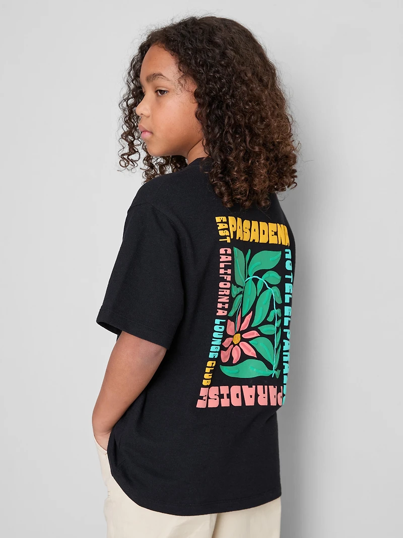 7-15yrs | Textured Flower Graphic T-Shirt