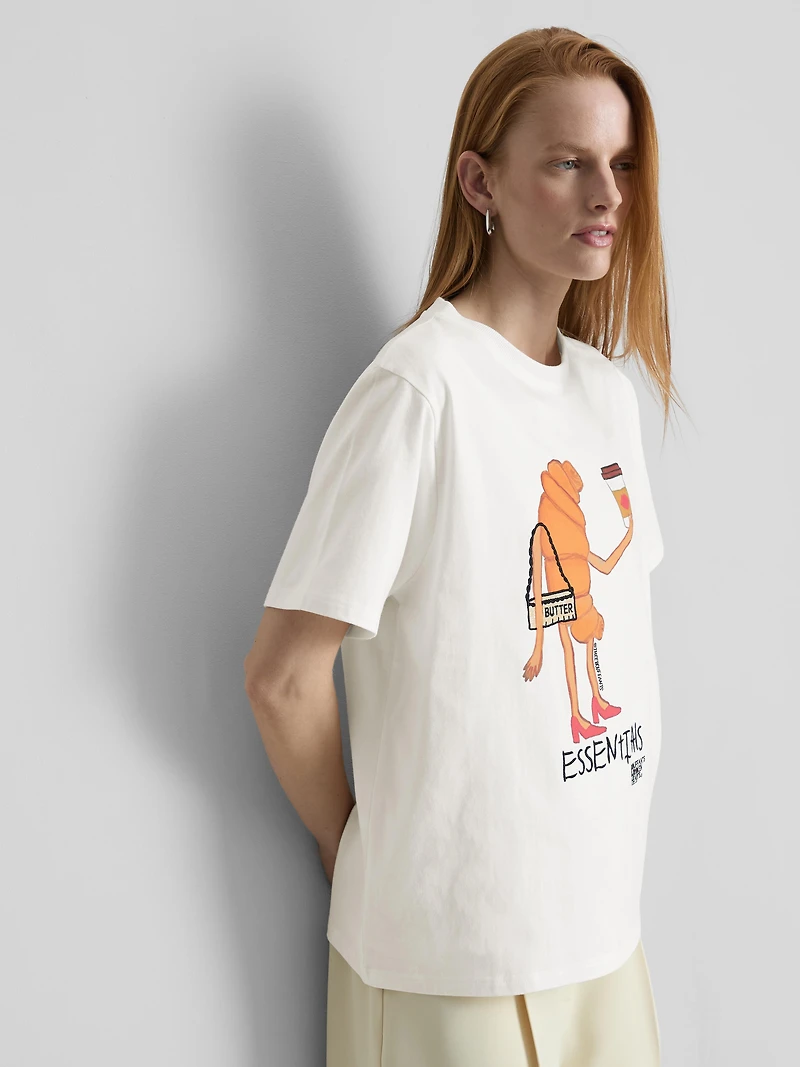 Bouffants And Broken Hearts Cotton Croissant T-Shirt
