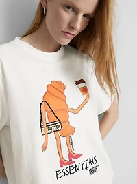Bouffants And Broken Hearts Cotton Croissant T-Shirt