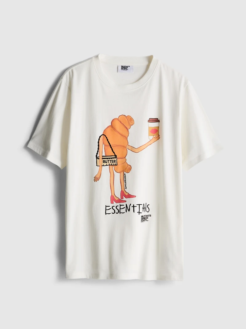 Bouffants And Broken Hearts Cotton Croissant T-Shirt