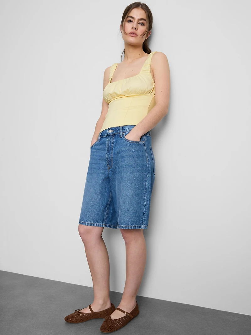 Crepe Square-Neck Corset Top