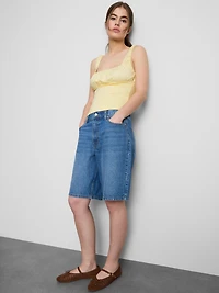 Crepe Square-Neck Corset Top