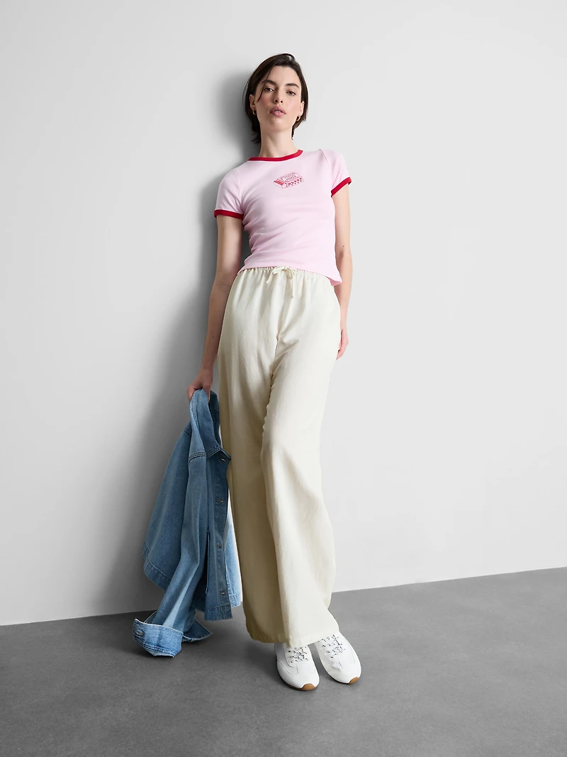 Cotton-Blend Wide-Leg Pants
