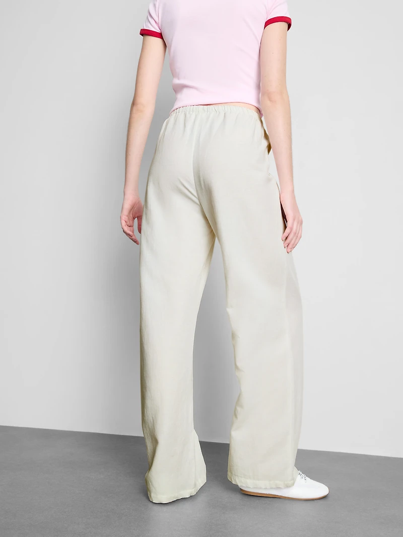 Cotton-Blend Wide-Leg Pants