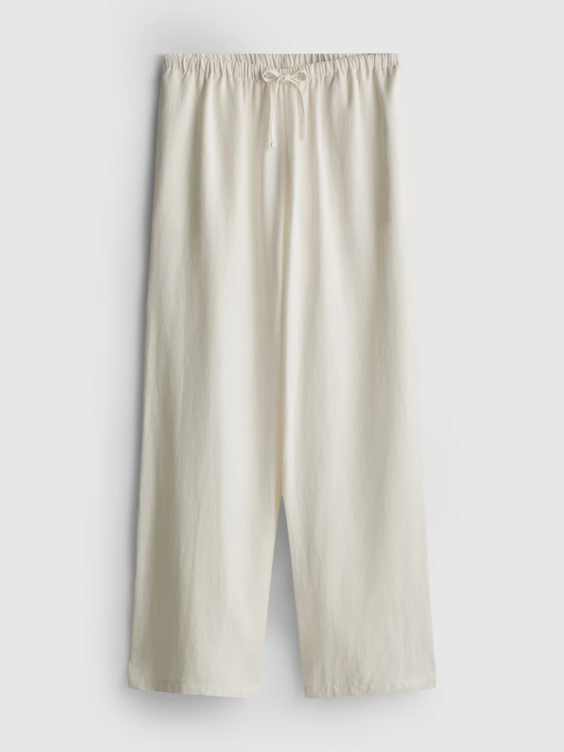 Cotton-Blend Wide-Leg Pants