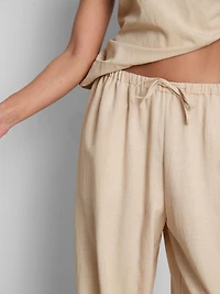 Cotton-Blend Wide-Leg Pants