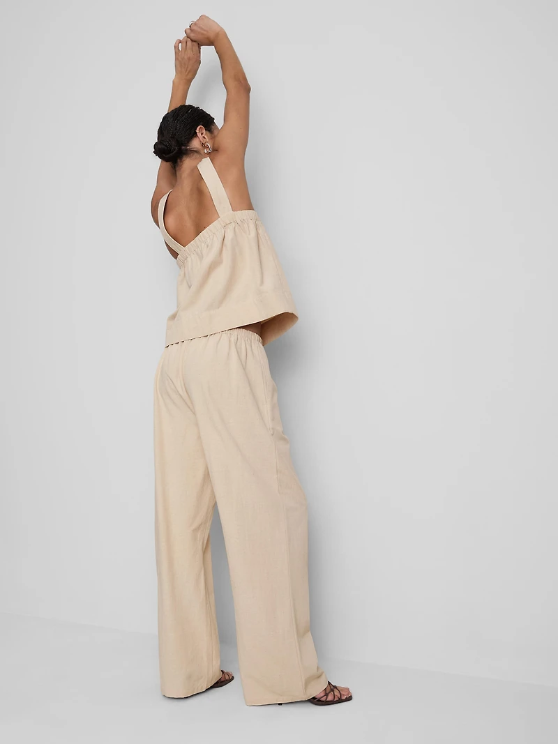 Cotton-Blend Wide-Leg Pants