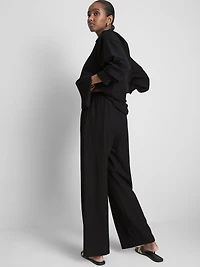 Cotton-Blend Wide-Leg Pants