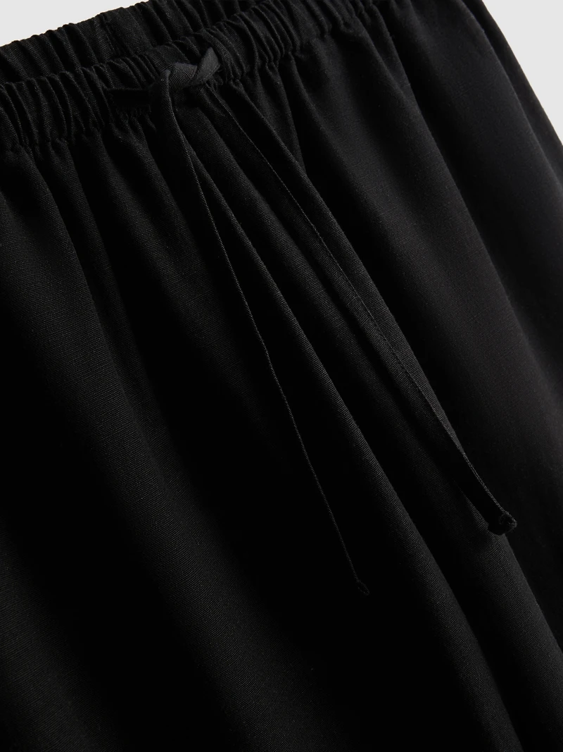 Cotton-Blend Wide-Leg Pants