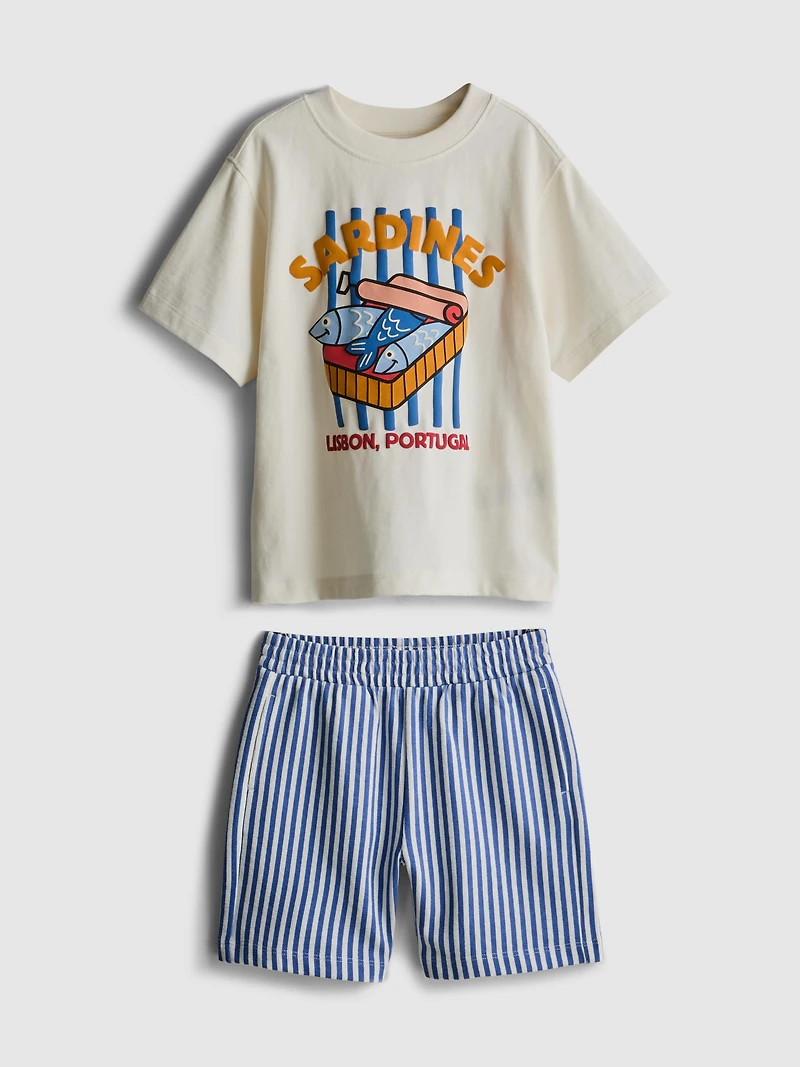 1.5-8yrs | Sardine Graphic T-Shirt and Shorts Set