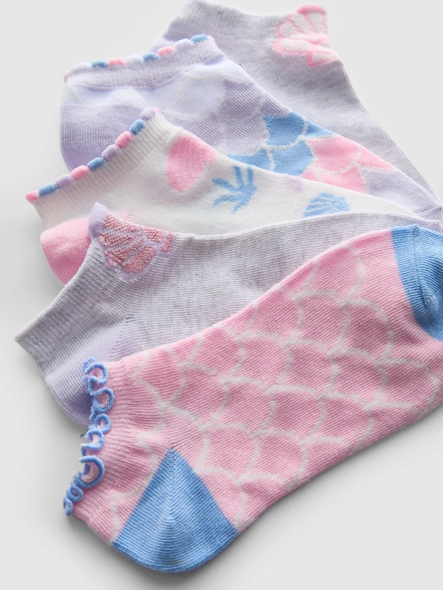 5pk Seashell Graphic Sneaker Socks