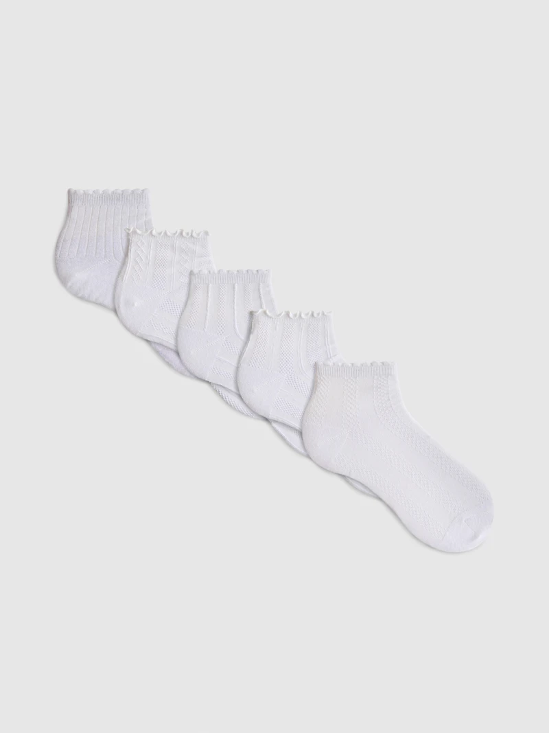 5pk Textured Quarter Socks
