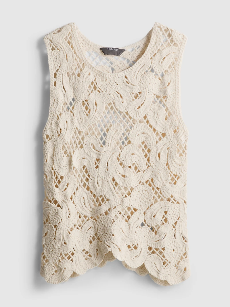 Knitted Asymmetrical Crochet Tank