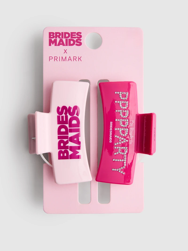 2pk Bridesmaids Graphic Claw Clips