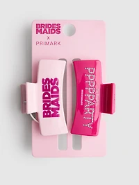 2pk Bridesmaids Graphic Claw Clips