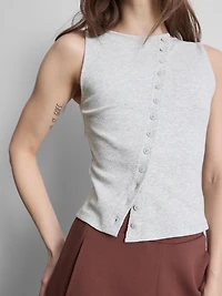 Cotton-Rich Button-Through Tank Top