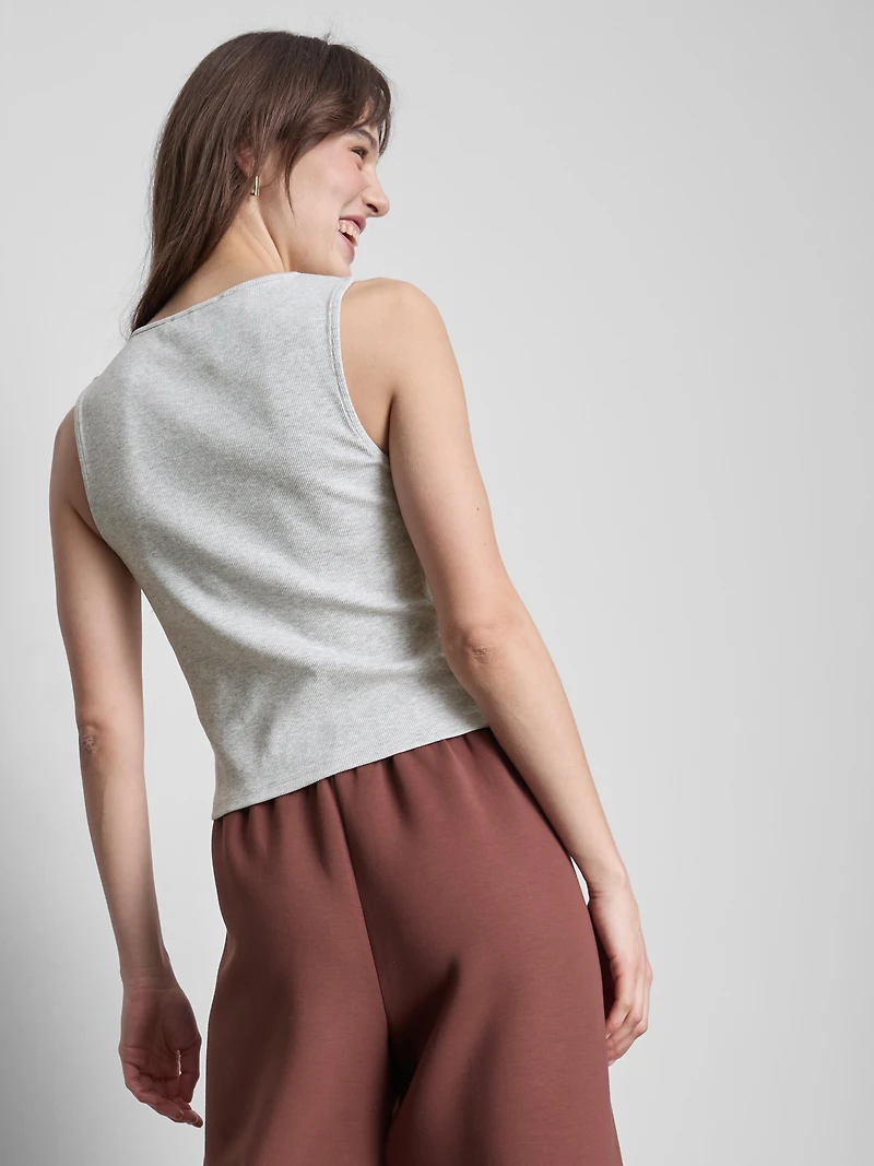 Cotton-Rich Button-Through Tank Top