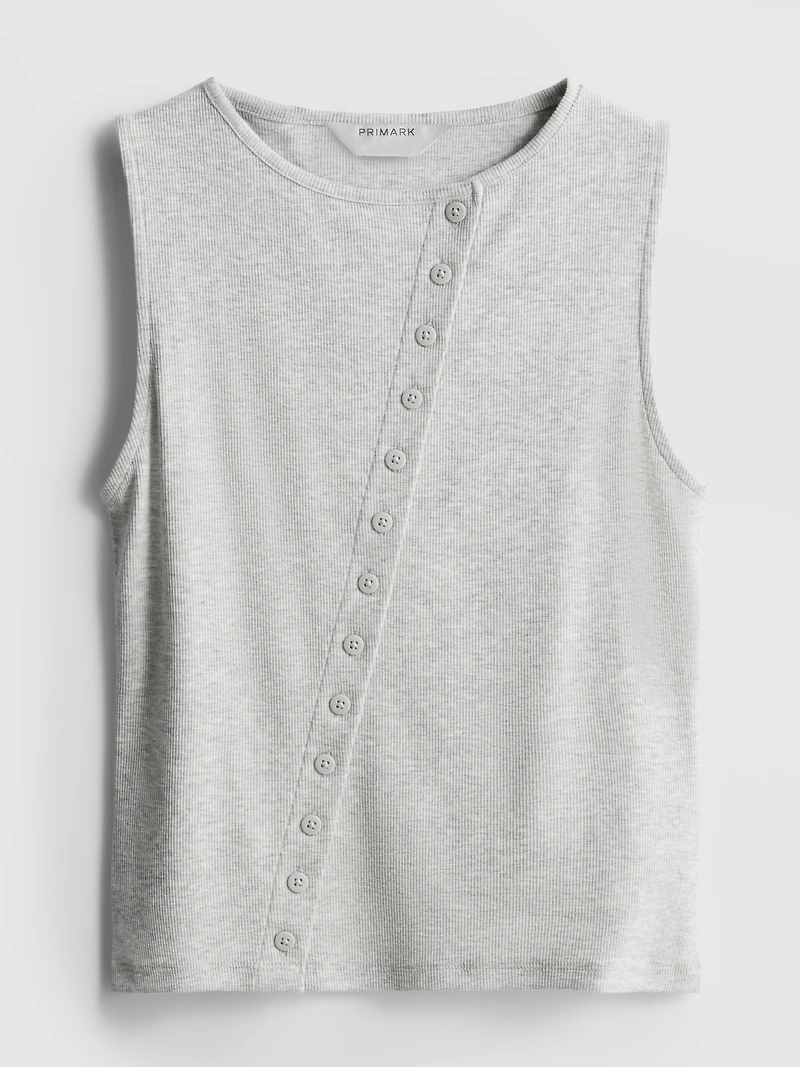 Cotton-Rich Button-Through Tank Top