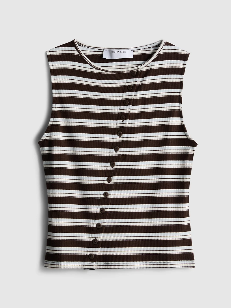 Cotton-Rich Button-Through Tank Top