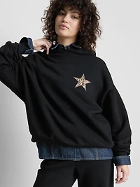 Cotton-Blend Leopard Star Hoodie