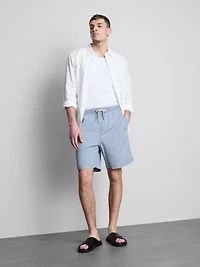 Textured Drawstring Denim Shorts