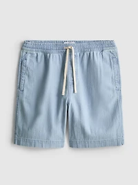 Textured Drawstring Denim Shorts