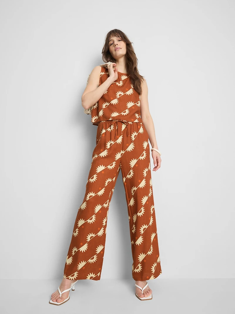 Wide Leg Printed Pants